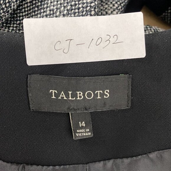 Talbots‎ Blazer Jacket Size 14 Black White Cotton Blend Office Career CJ-1032 - Picture 2 of 7